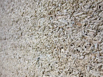 Close-up of fibrous hempcrete wall material