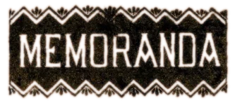 The word Memoranda on an old notebook page.